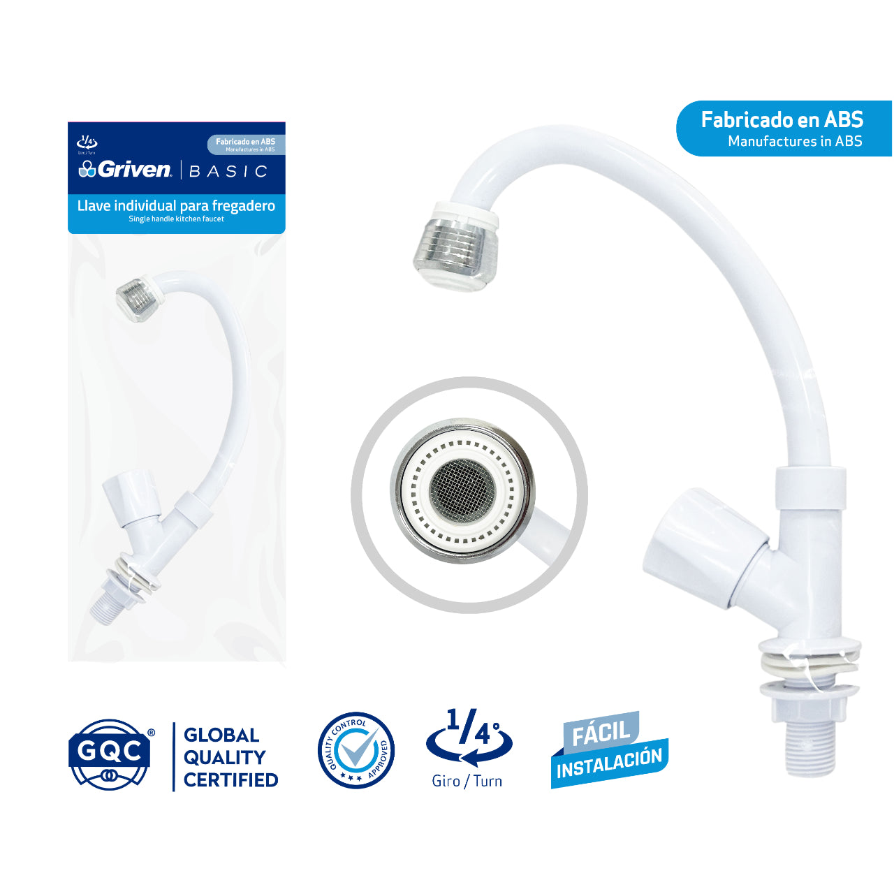 LLAVE DE FREGADERO CUELLO DE CISNE BLANCA GRIVEN