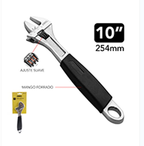 LLAVE AJUSTABLE MANGO FORRADO 10'' EXXEL