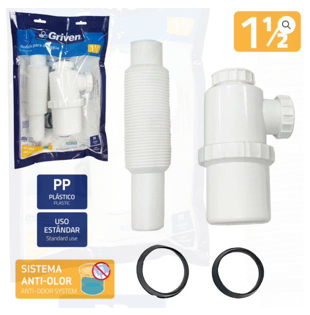 SIFON 1-1/2" EXTENSIBLE CON RECIPIENTE GRIVEN