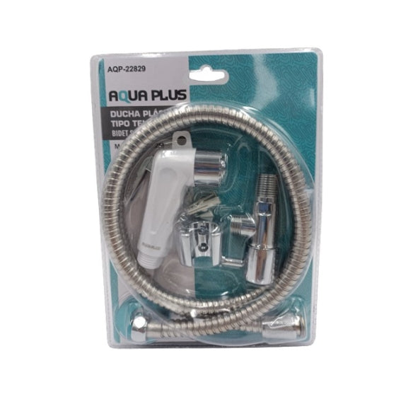 DUCHA TELEFONO PLASTICA ABS BLANCO 1.2 mts EXTENSIBLE. AQUAPLUS