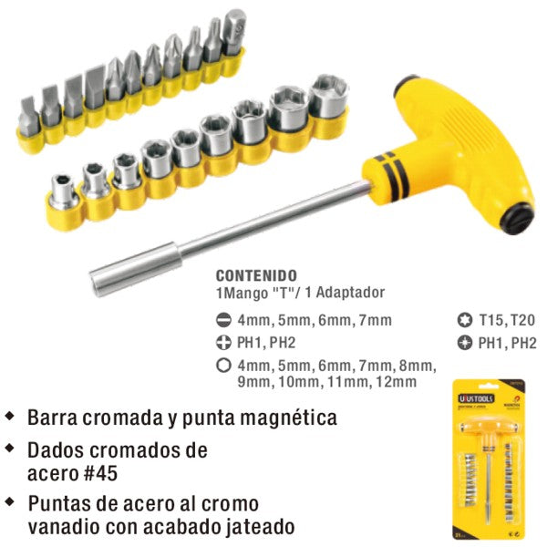 DESTORNILLADOR INTERCAMBIABLE DE 21 PIEZAS UYUSTOOLS