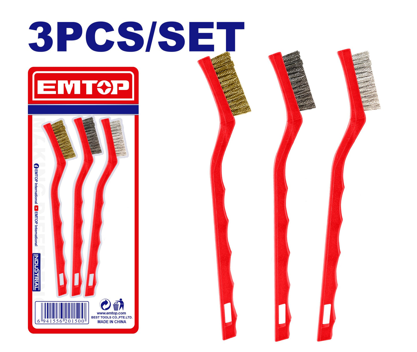 KIT JUEGO DE TRES CEPILLOS EMTOP