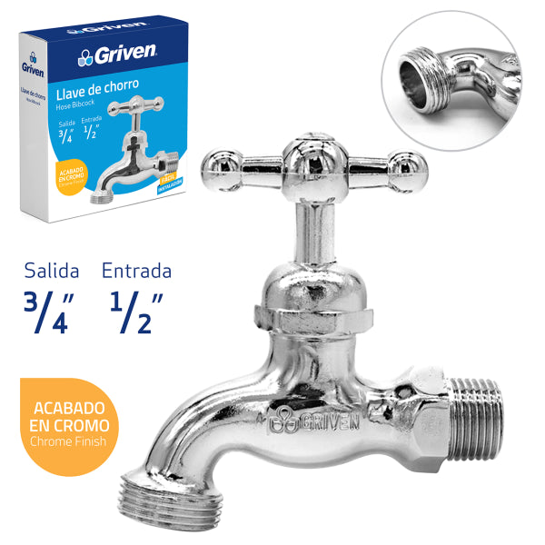 LLAVE DE CHORRO HOSE BIBCOCK CROMADA GRIVEN