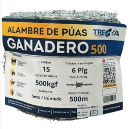 ALAMBRE DE PUAS 500 METROS CALIBRE 15 GANADERO TREXA