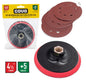 SOPORTE 4-1/2" PARA DISCO DE LIJA EN ESMERIL COVO (INCLUYE 5 DISCOS))