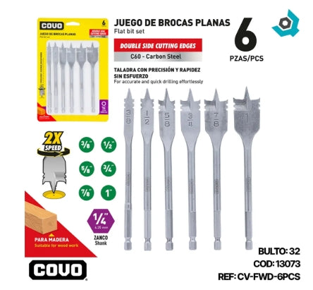 MECHA PARA MADERA 6 PIEZAS COVO