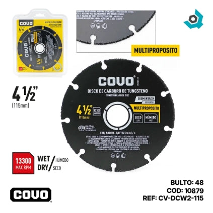 DISCO DE CARBURO DE TUNGSTENO COVO