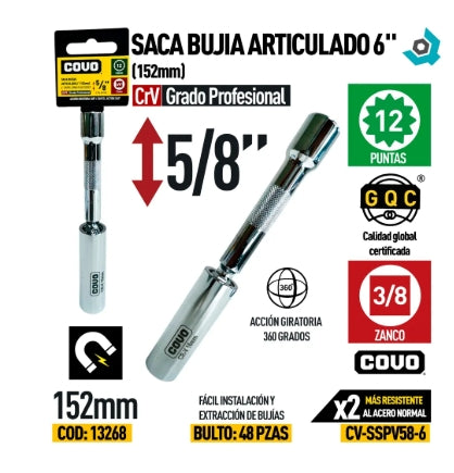 SACA BUJIA ARTICULADO 5/8" COVO
