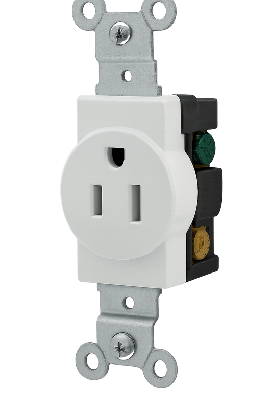TOMA CORRIENTE SENCILLO BLANCO 2P+T 15A125V MARCA VERT UNIDAD