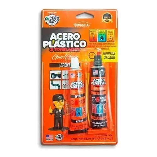 PEGA ACERO PLASTICO 5 TONELADAS 4 MINUTOS CR AHDESIVOS