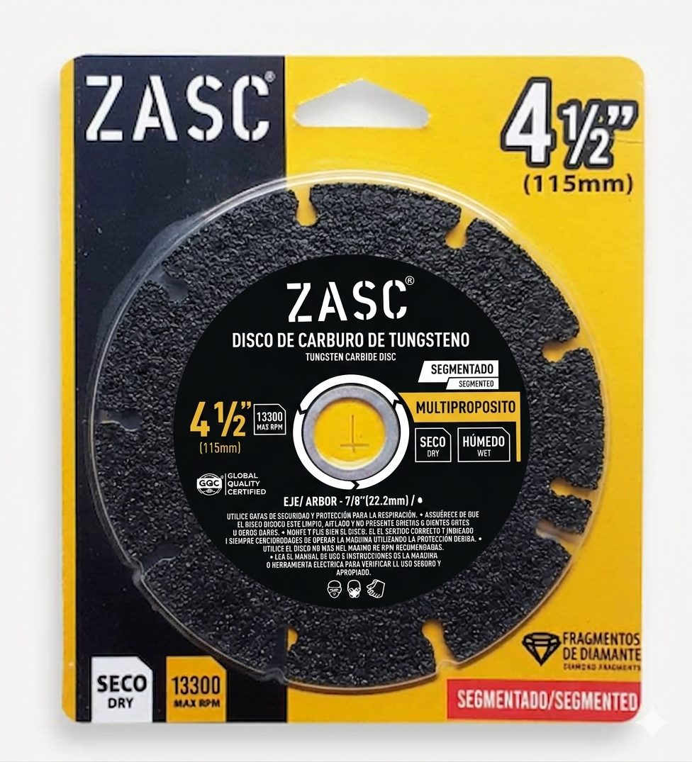 DISCO 4-1/2" DE CORTE CARBURO DE TUNGSTENO ZASC