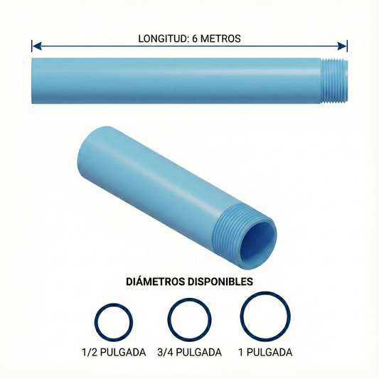 TUBO ROSCADO AZUL CLARO AGUAS BLANCAS