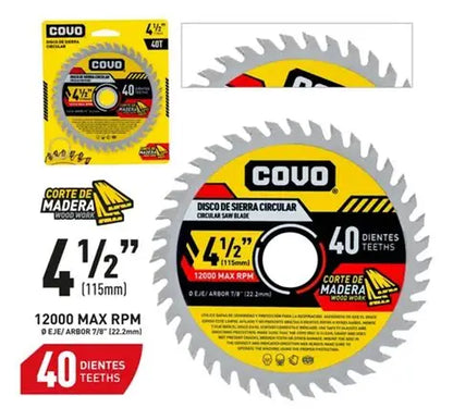 DISCO PARA SIERRA CIRCULAR 4-1/2" COVO