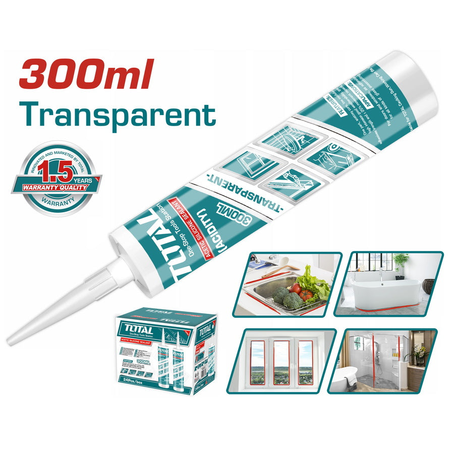 SILICON DE CARTUCHO TRANSPARENTE 9" TOTAL TOOLS
