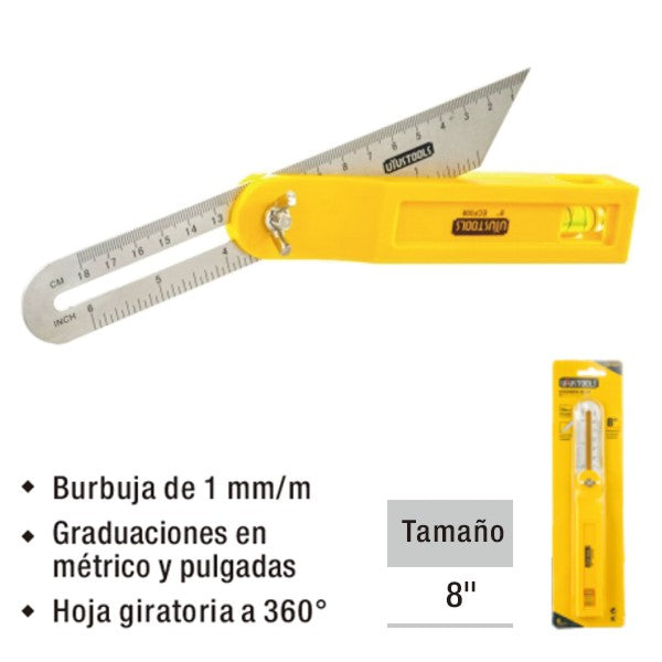 ESCUADRA FALSA 8"CON NIVEL DE GOTA